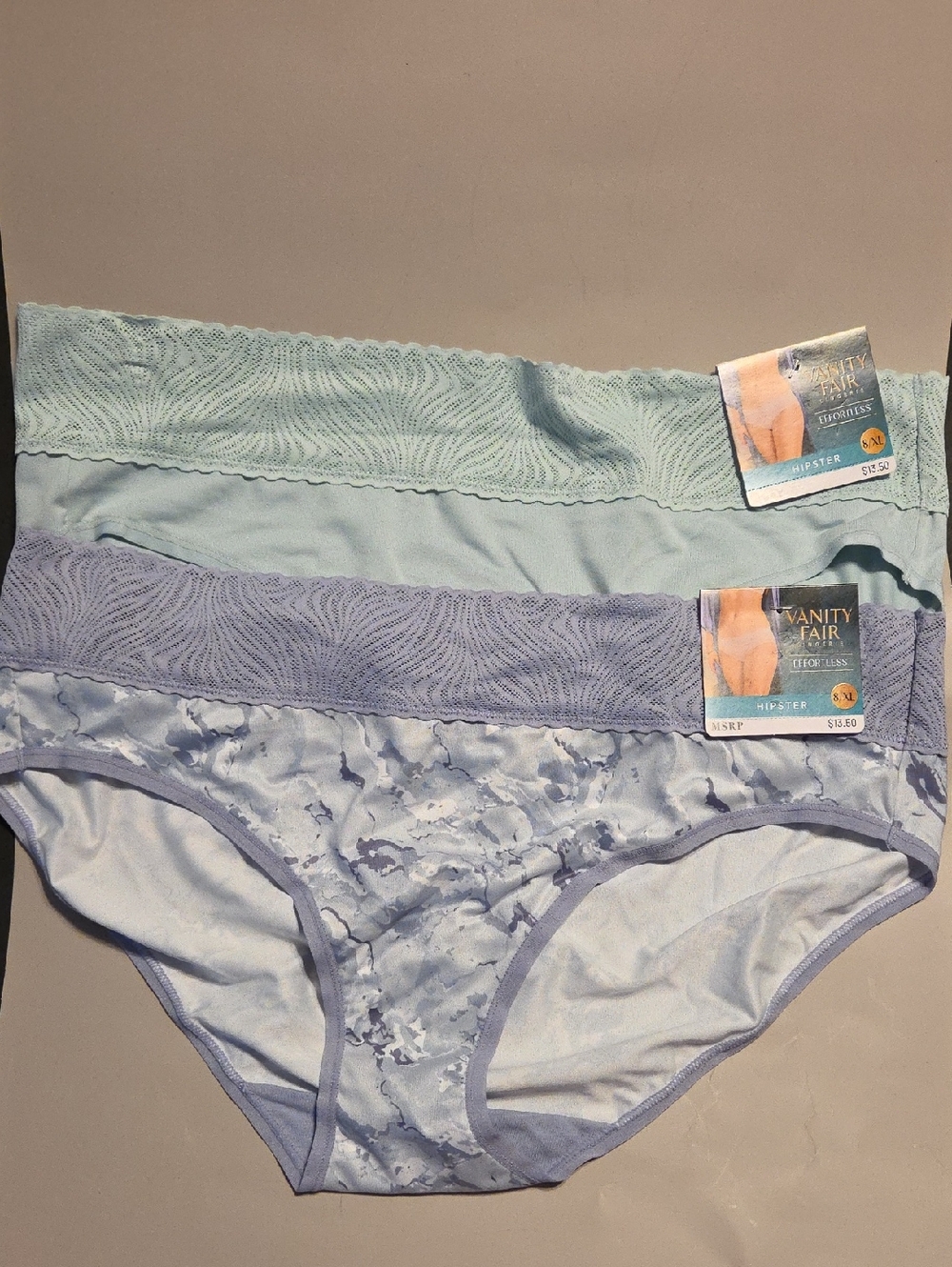 Vanity Fair Women's Effortless Hipster Panties Set Of 2 Size 8 XL